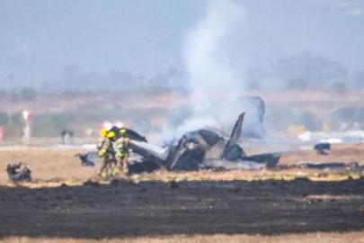 ABD'de hava üssü yakınlarında düşen F-35 savaş uçağı alev aldı