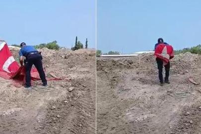 İhbar geldi! Türk bayrağı molozların arasından bulunup çıkarıldı